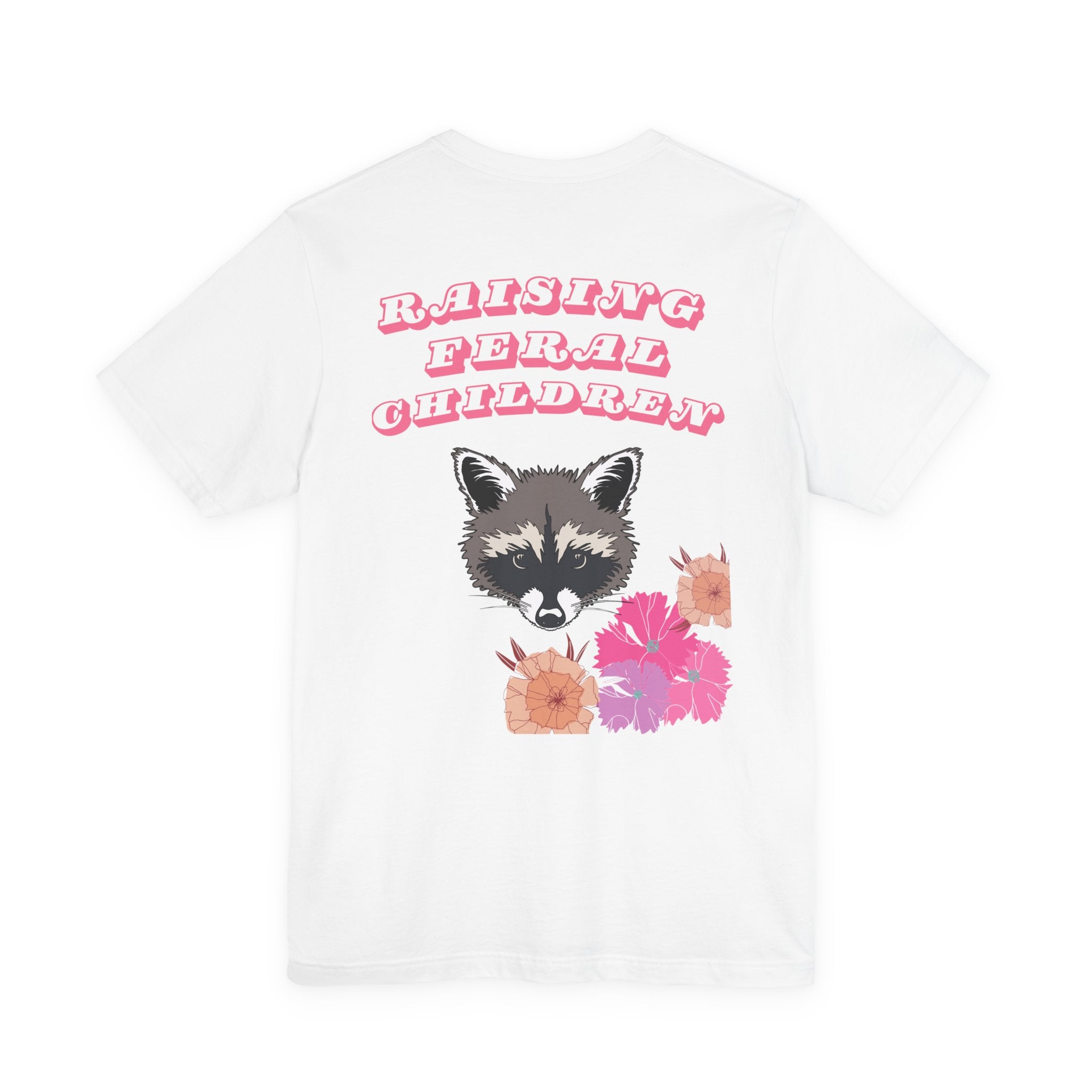 Raising Feral Children Tee — Cute Raccoon & Floral Graphic T-Shirt